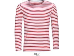 SOL´S Marine Men Pánské pruhované tričko s&nbsp;dlouhým rukávem 25.1402 white/red