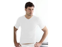 Pánské triko bezešvé T-shirt V mezza manica Intimidea Barva: Bílá, Velikost: