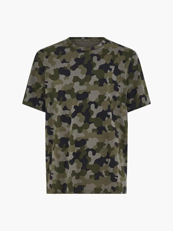 Pánské tričko Lounge - NM2192E - UY4 - Vojenský vzor - Calvin Klein - Pánské oblečení trička