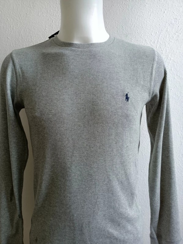 Pánské tričko dlouhým rukávem 714687799003 šedé - Ralph Lauren - Pánské oblečení trička