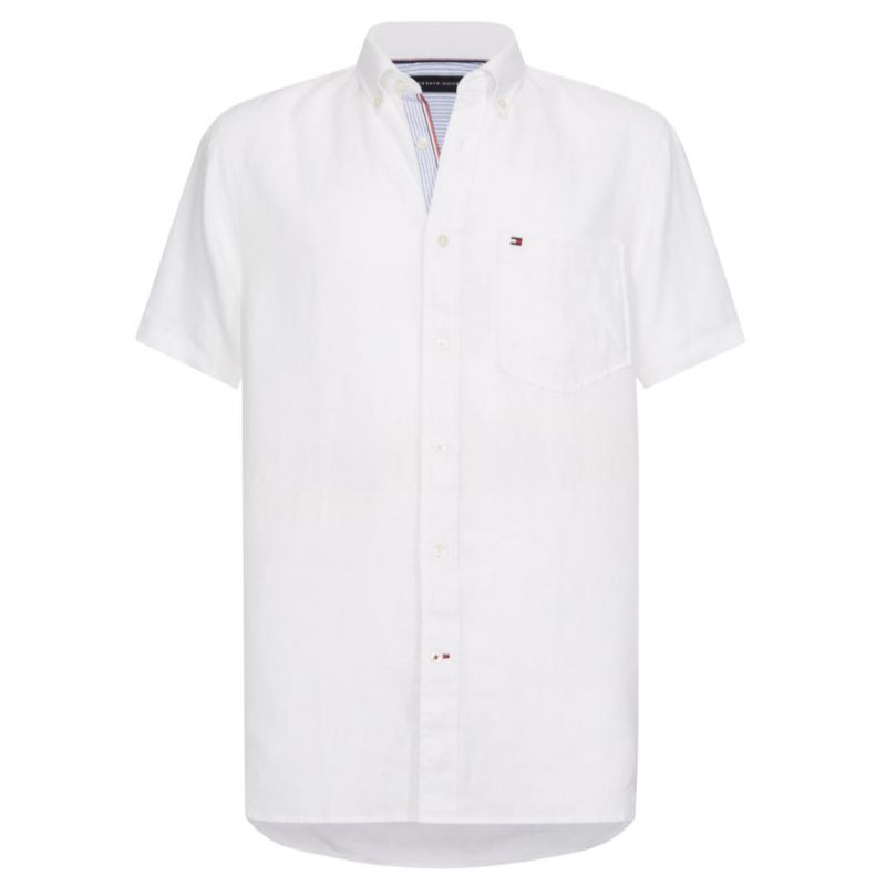 Lněná košile Tommy Hilfiger S/S M MW0MW12786 - Pánské oblečení trička