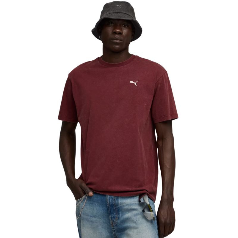 Pánské tričko Puma Ess Elevated Relaxed Wash Tee v&nbsp;bordové barvě 688048 96 pro muže - Pánské oblečení trička