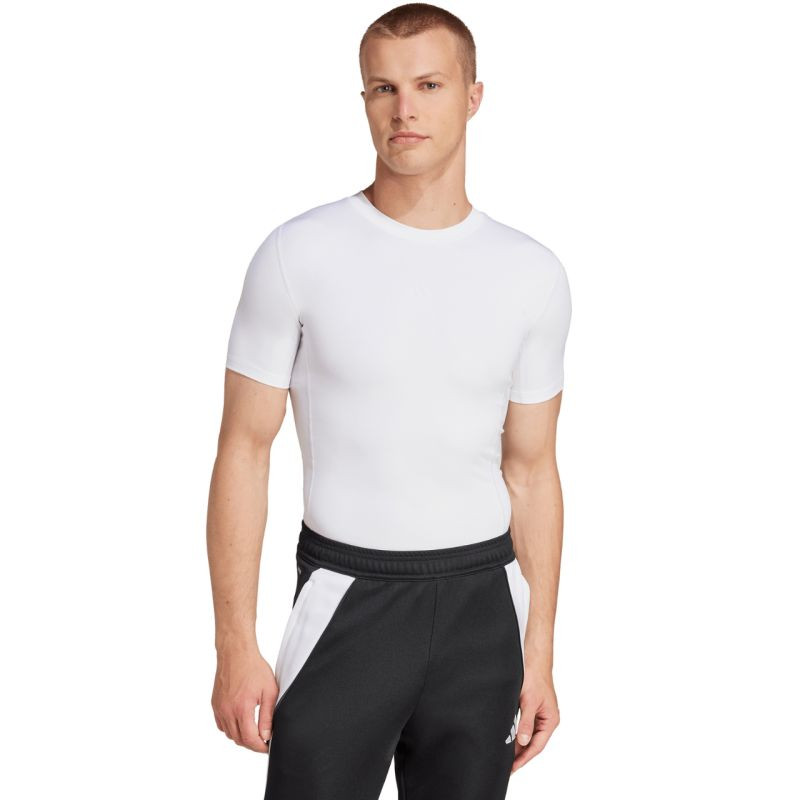 Pánské tričko adidas Techfit s krátkým rukávem, bílé, JP4675, pánské