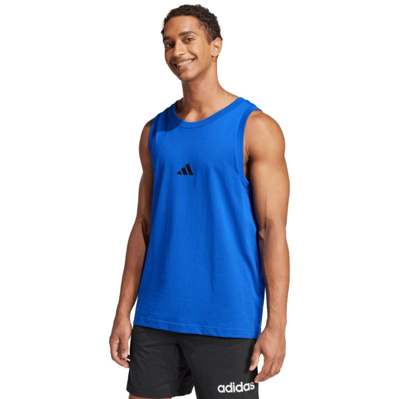 Pánské tričko adidas Essentials Small Logo Tank modré JE8978 pánské - Pánské oblečení trička