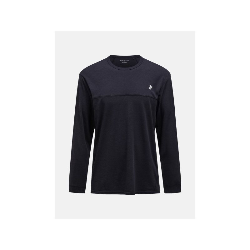 Pánské tričko PEAK PERFORMANCE M Trail Wool Blend LS, černé - Pánské oblečení trička