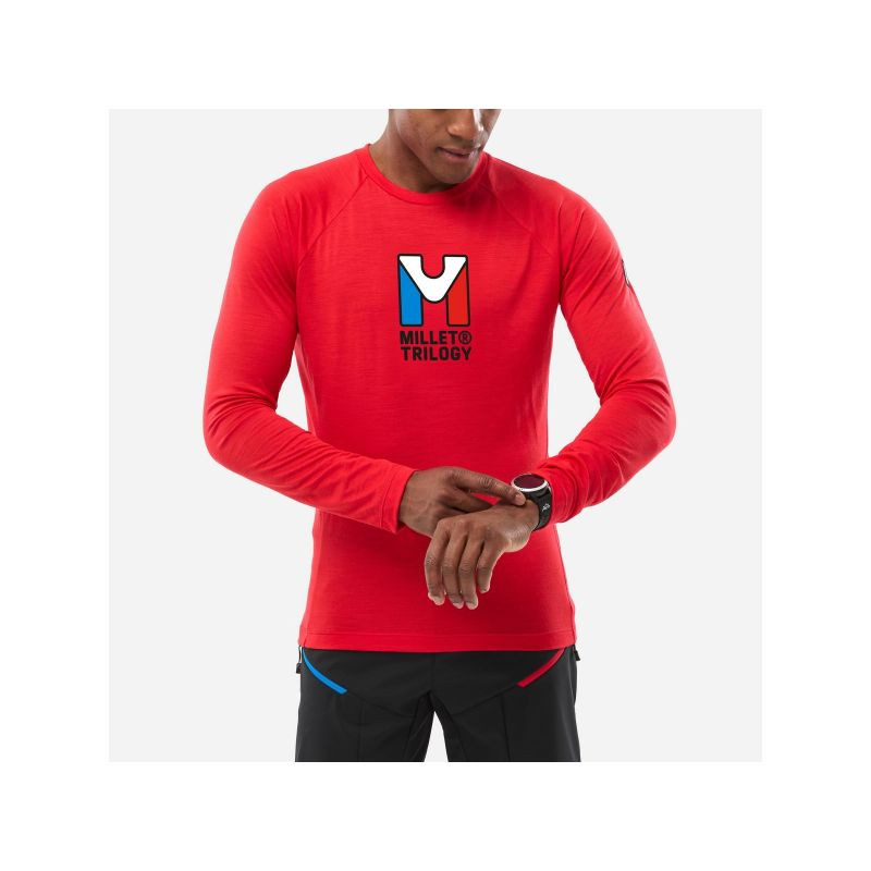 Pánské tričko MILLET Trilogy Wool Ts Ls M, červené - Pánské oblečení trička