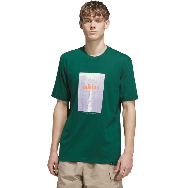 Pánské tričko adidas Waterfall Graphic, zelené, KS2173 - Pánské oblečení trička