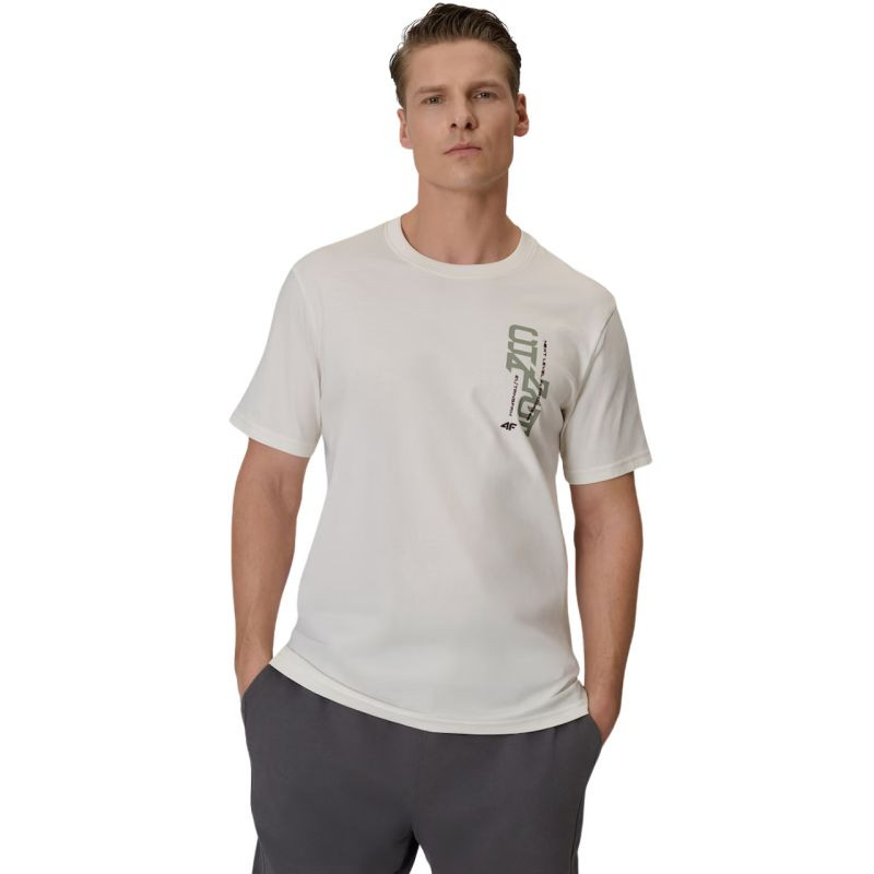 Pánské tričko 4F M2665 krémové 4FWSS26TTSHM2665 12S