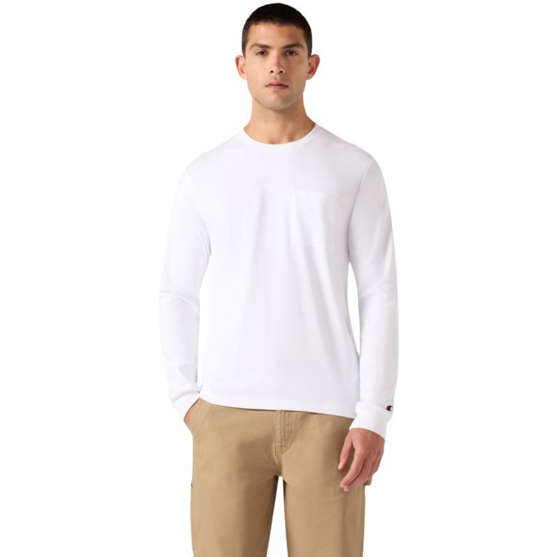 Pánské tričko Champion LS Tee, bílé, 222507 WW001