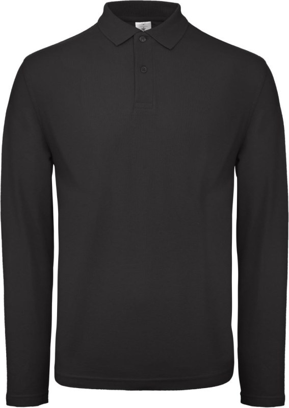 B&C ID.001 LSL Pánské piqué polo s dlouhým rukávem 01.0I12 black