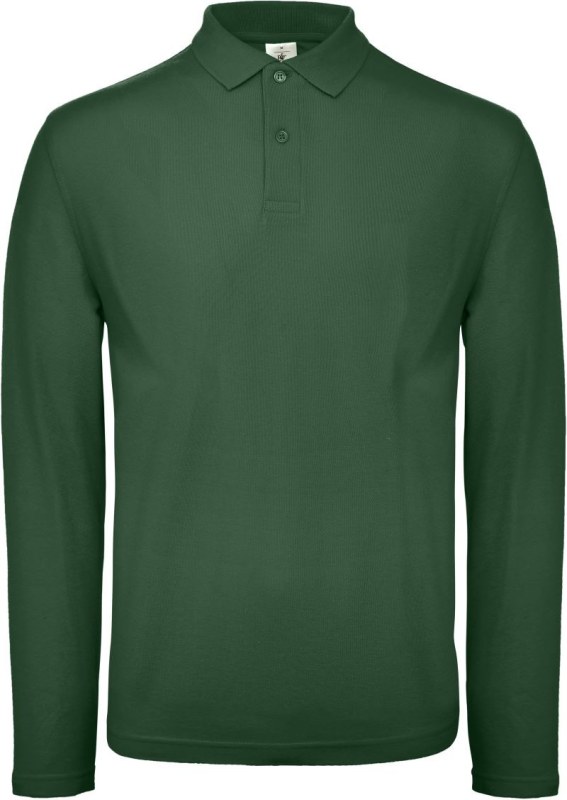 B&C ID.001 LSL Pánské piqué polo s&nbsp;dlouhým rukávem 01.0I12 bottle green - Pánské oblečení trička