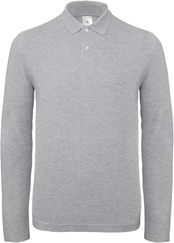 B&C ID.001 LSL Pánské piqué polo s dlouhým rukávem 01.0I12 heather grey