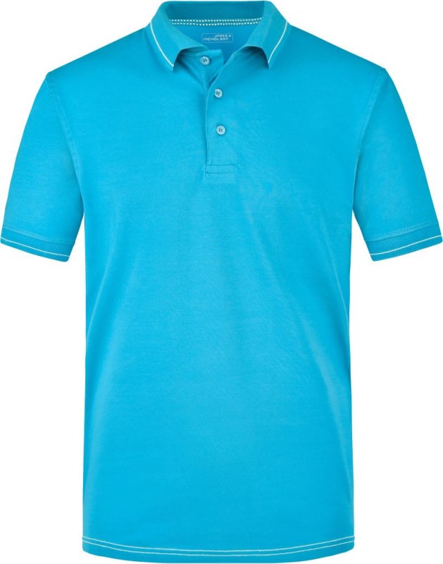Daiber JN 569 Pánské žerzejové elastické polo 02.0569 aqua/white