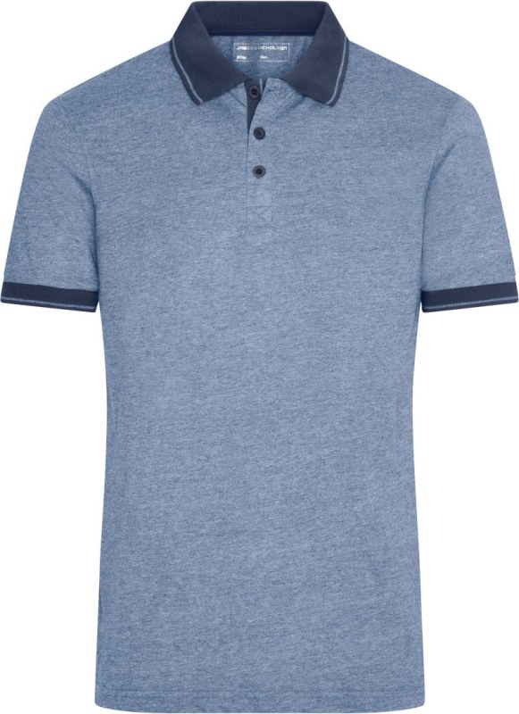 Daiber JN 706 Pánské žerzejové melírované polo 02.0706 blue melange/navy - Pánské oblečení trička