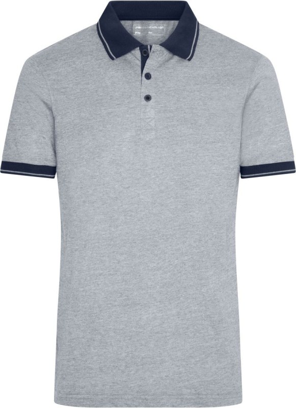 Daiber JN 706 Pánské žerzejové melírované polo 02.0706 grey heather/navy