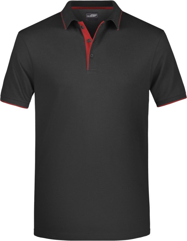 Daiber JN 728 Pánské piqué polo s kontrastní légou 02.0728 black/red