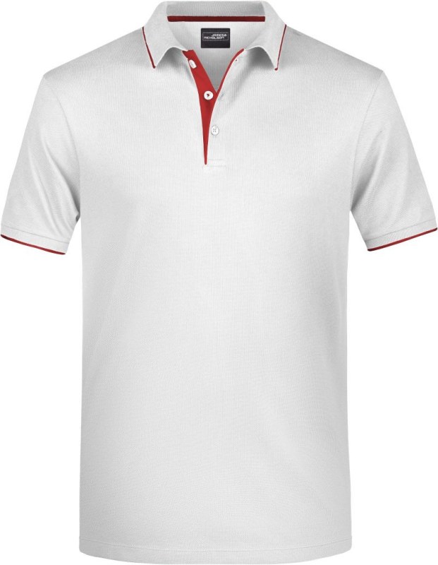 Daiber JN 728 Pánské piqué polo s kontrastní légou 02.0728 white/red