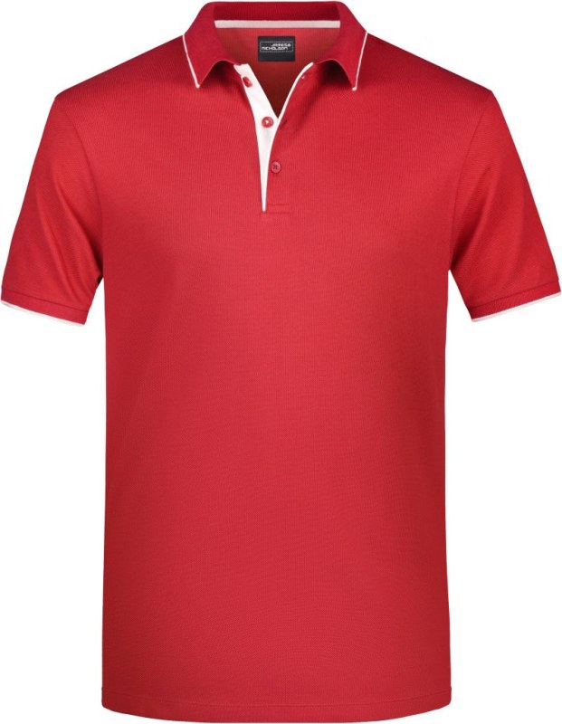 Daiber JN 728 Pánské piqué polo s&nbsp;kontrastní légou 02.0728 red/white - Pánské oblečení trička