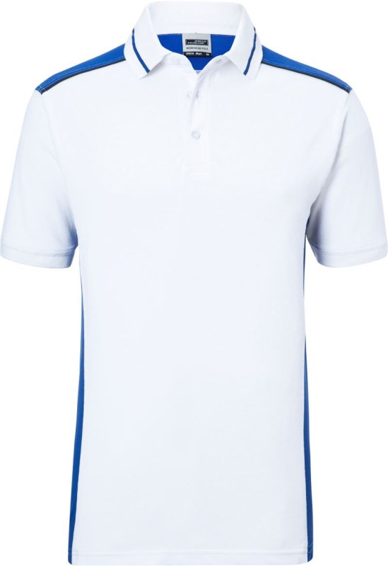 Daiber JN 858 Pánské pracovní piqué polo - Color 02.0858 white/royal - Pánské oblečení trička