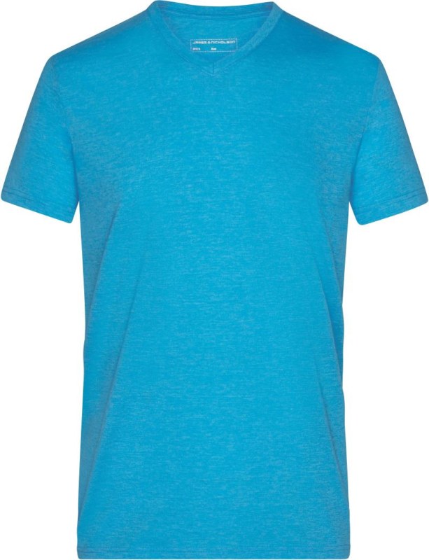 Daiber JN 974 Pánské melírované tričko s výstřihem do V 02.0974 turquoise melange