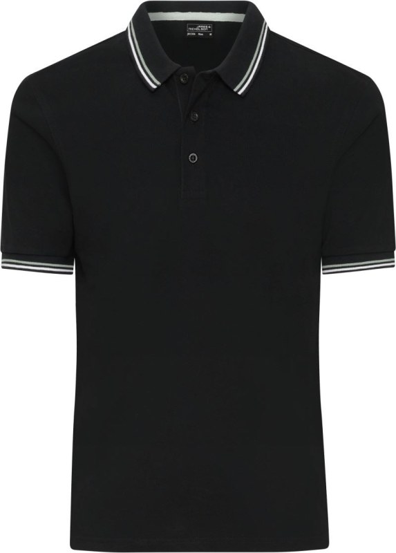 Daiber JN 1306 Pánské těžké piqué polo s proužky 02.1306 black/white/grey