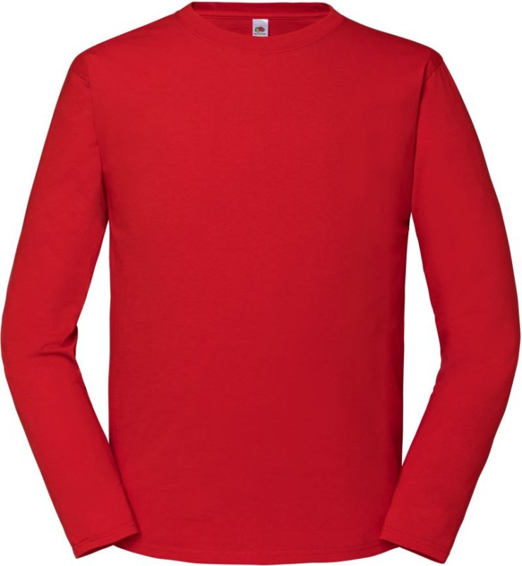 Fruit of the Loom Iconic 195 LSL Pánské tričko z&nbsp;těžké bavlny s&nbsp;dl. rukávem 16.1360 red - Pánské oblečení trička