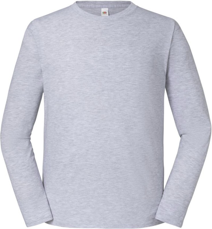 Fruit of the Loom Iconic 195 LSL Pánské tričko z&nbsp;těžké bavlny s&nbsp;dl. rukávem 16.1360 heather grey - Pánské oblečení trička