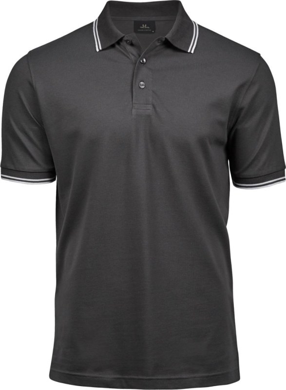 Tee Jays TJ 1407 Pánské elastické piqué polo "Stripe" 18.1407 dark grey/white