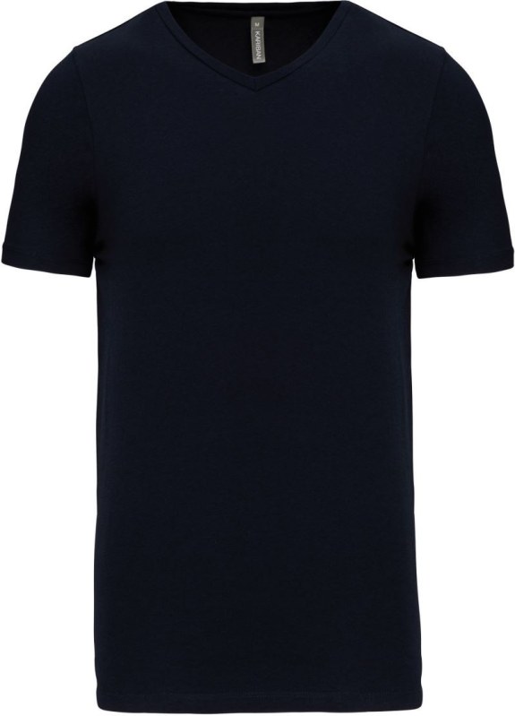 Kariban K 3014 Pánské elastické tričko s výstřihem do V 20.3014 navy