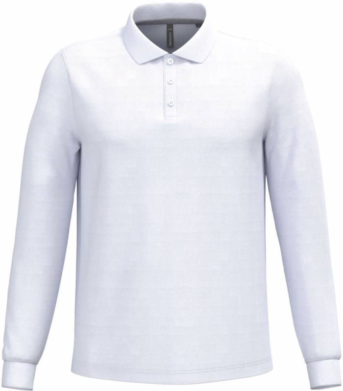 Kariban K 243 Pánské piqué polo s&nbsp;dlouhým rukávem 20.K243 white - Pánské oblečení trička