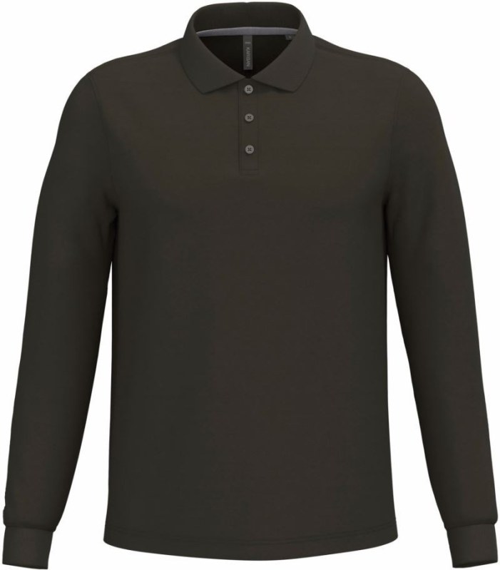 Kariban K 243 Pánské piqué polo s&nbsp;dlouhým rukávem 20.K243 dark khaki - Pánské oblečení trička