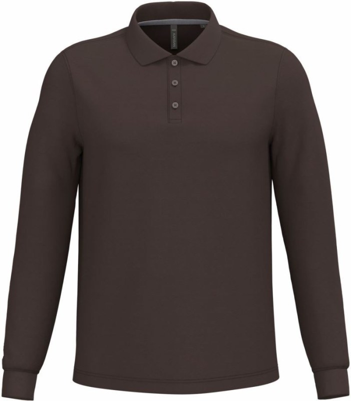 Kariban K 243 Pánské piqué polo s&nbsp;dlouhým rukávem 20.K243 chocolate