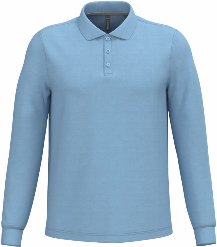 Kariban K 243 Pánské piqué polo s dlouhým rukávem 20.K243 sky blue