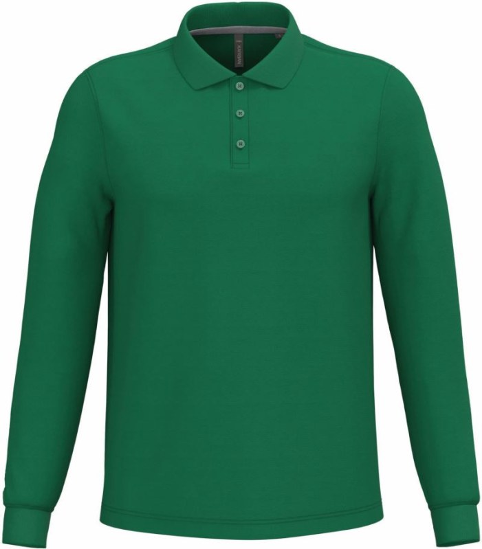Kariban K 243 Pánské piqué polo s dlouhým rukávem 20.K243 kelly green