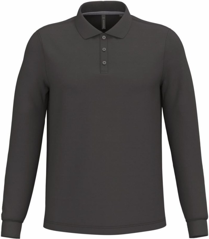 Kariban K 243 Pánské piqué polo s&nbsp;dlouhým rukávem 20.K243 dark grey - Pánské oblečení trička