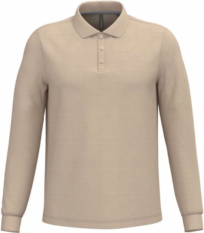 Kariban K 243 Pánské piqué polo s dlouhým rukávem 20.K243 light sand