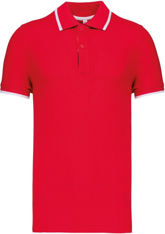 Kariban K 245 Pánské kontrastní piqué polo 20.K245 red/white/navy - Pánské oblečení trička
