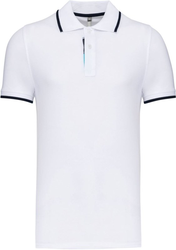 Kariban K 245 Pánské kontrastní piqué polo 20.K245 white/navy/white - Pánské oblečení trička