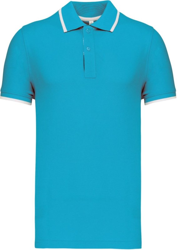 Kariban K 245 Pánské kontrastní piqué polo 20.K245 light turquoise/white/navy - Pánské oblečení trička
