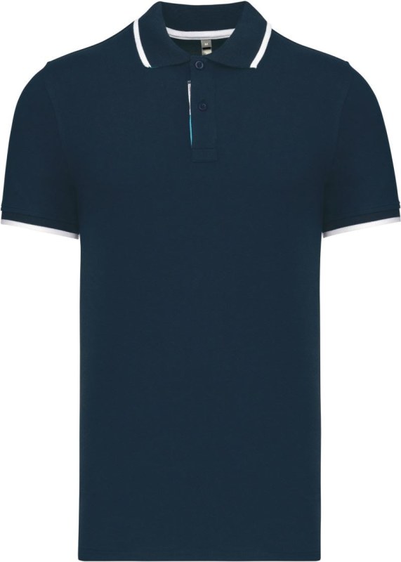 Kariban K 245 Pánské kontrastní piqué polo 20.K245 navy/white/light turquoise - Pánské oblečení trička