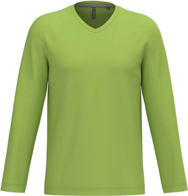 Kariban K 358 Pánské tričko do V s dl. rukávem 20.K358 lime