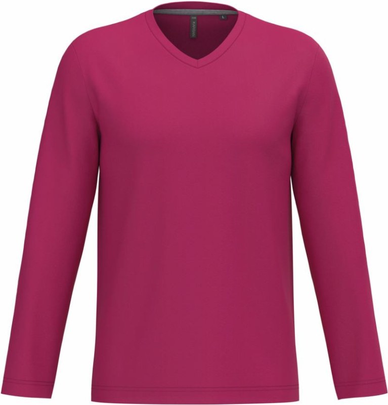 Kariban K 358 Pánské tričko do V s dl. rukávem 20.K358 fuchsia