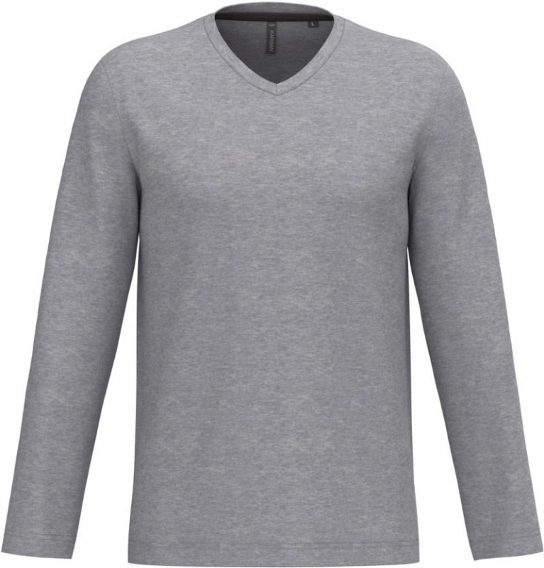 Kariban K 358 Pánské tričko do V s dl. rukávem 20.K358 oxford grey