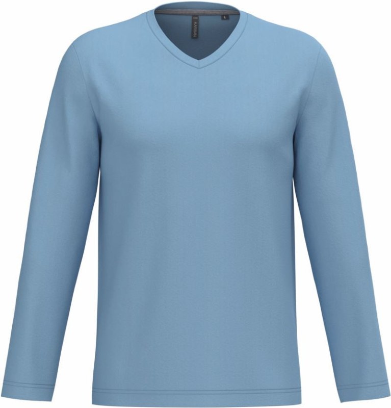 Kariban K 358 Pánské tričko do V s dl. rukávem 20.K358 sky blue