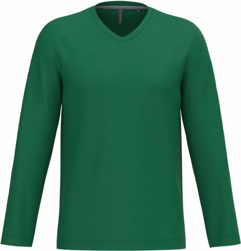 Kariban K 358 Pánské tričko do V s dl. rukávem 20.K358 kelly green