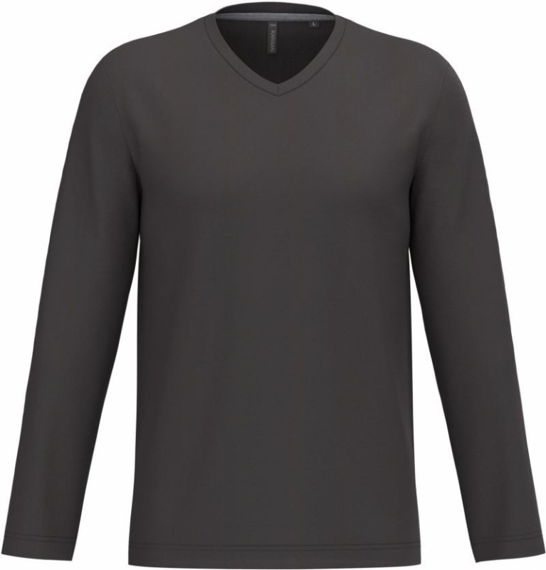 Kariban K 358 Pánské tričko do V s dl. rukávem 20.K358 dark grey