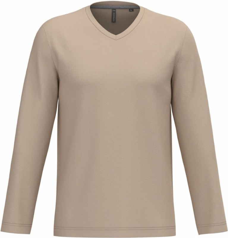 Kariban K 358 Pánské tričko do V s dl. rukávem 20.K358 light sand