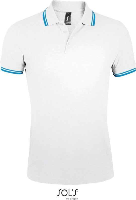 SOL´S Pasadena Men Pánské piqué polo 25.0577 white/aqua