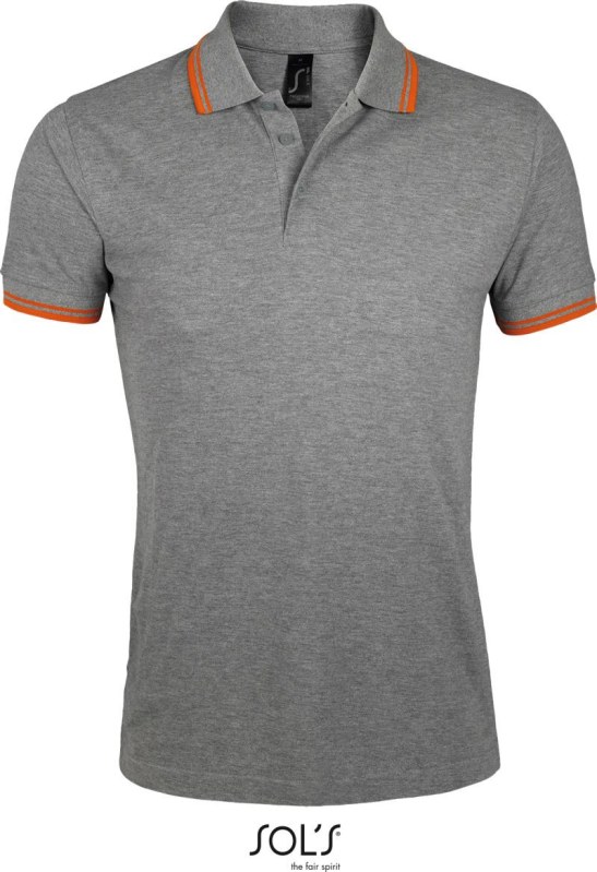 SOL´S Pasadena Men Pánské piqué polo 25.0577 melange grey/orange