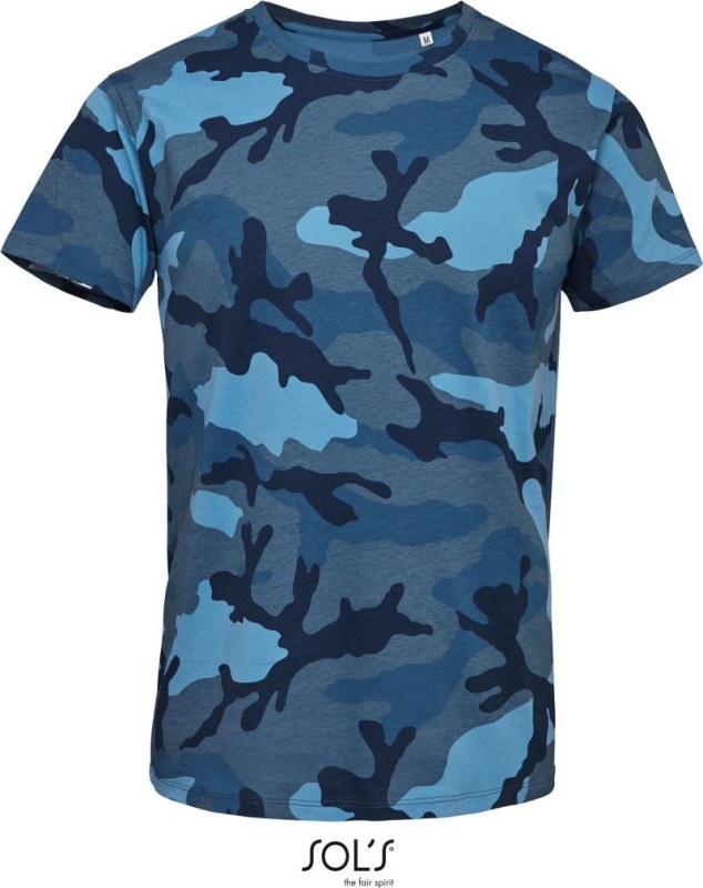 SOL´S Camo Men Pánské maskáčové tričko 25.1188 blue camo